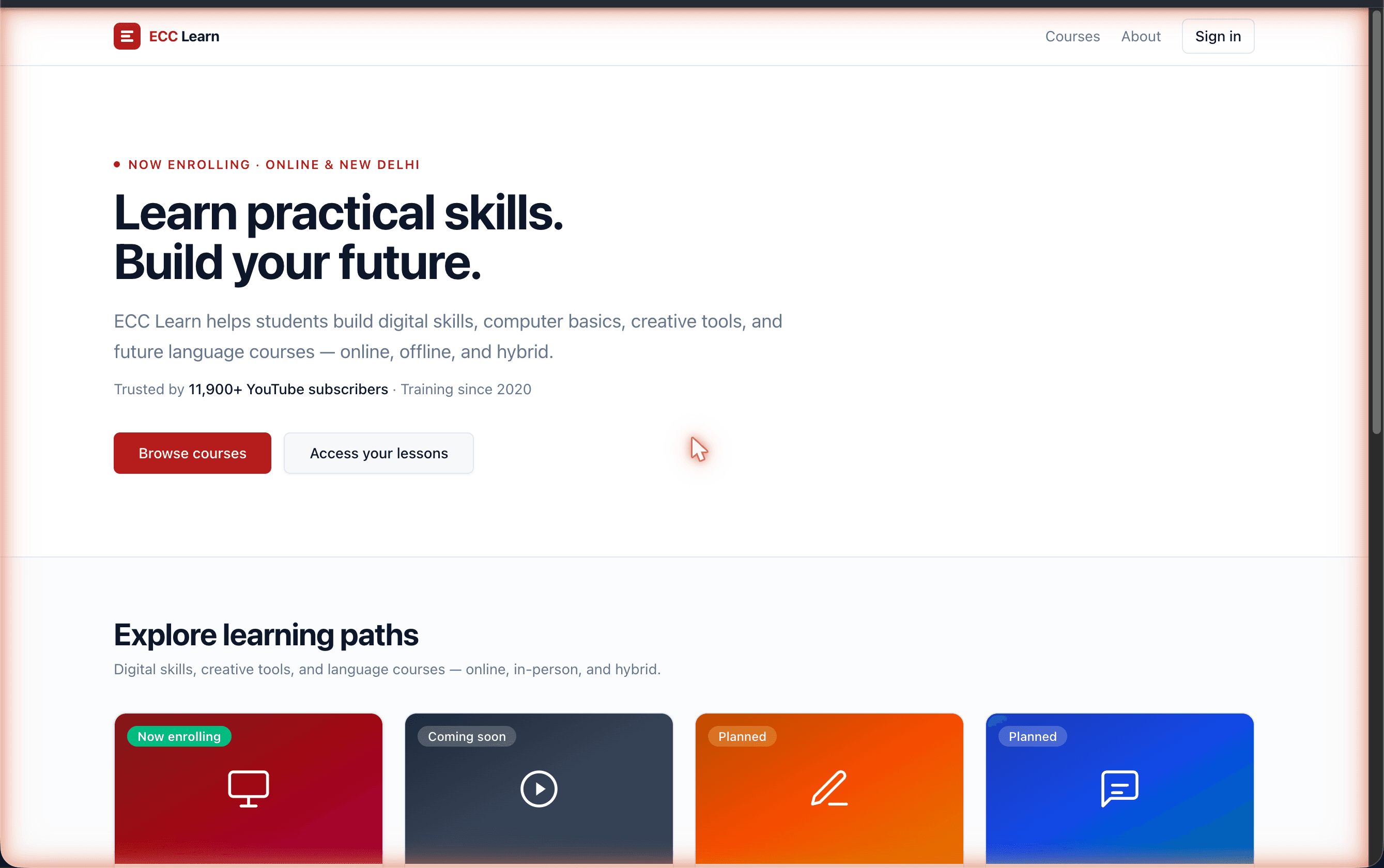ECC Online website screenshot